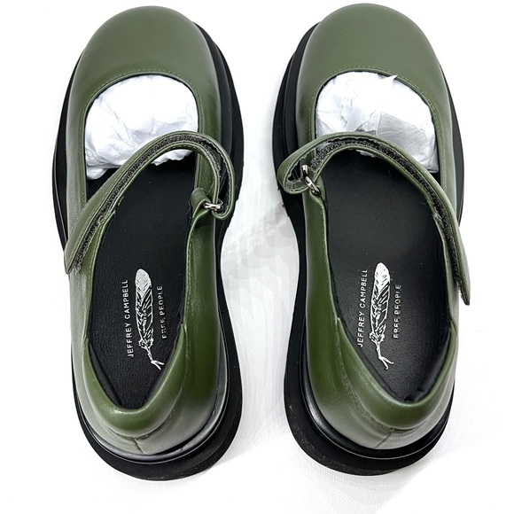 JEFFREY CAMPBELL FREE PEOPLE — PIPER PLATFORM MARY JANES, OLIVE, SIZE US 6.5 - Picture 13 of 17